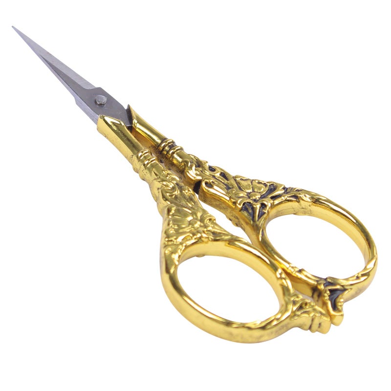 BIHRTC Vintage European Style Scissors Stainless Steel for Cross Stitch Cutting Embroidery Sewing Handcraft Craft Art Work DIY Tool(Gold) - Image 1